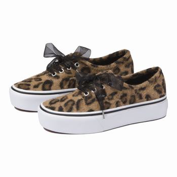 Damske Tenisky Vans Fuzzy Authentic Platform 2.0 Leopard/Biele VA68CNAID